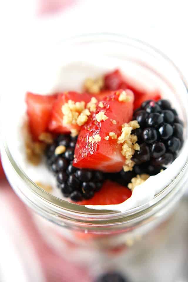 berries and whipped cream parfait