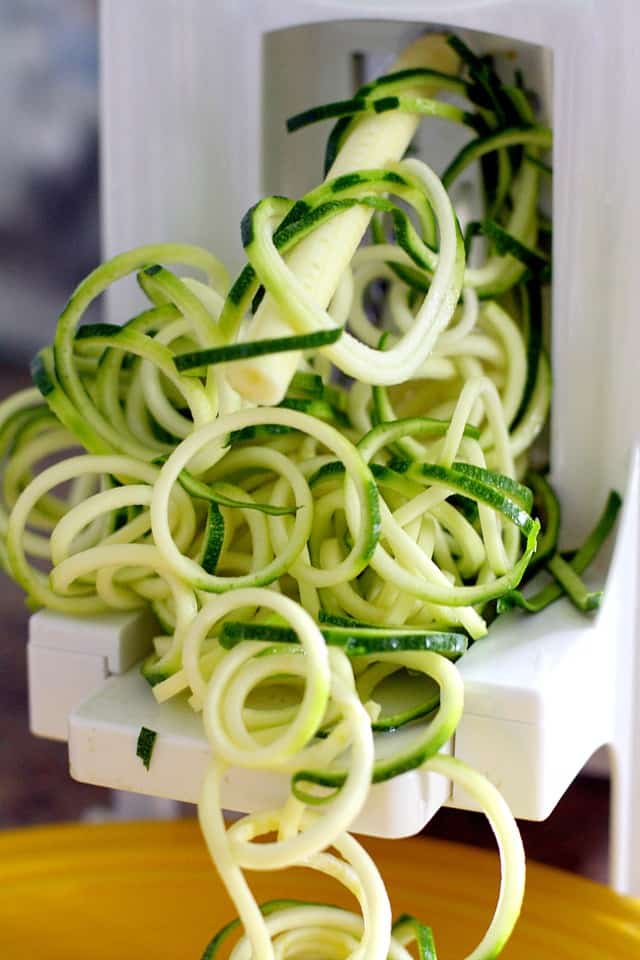 zucchini noodles in spiralizer