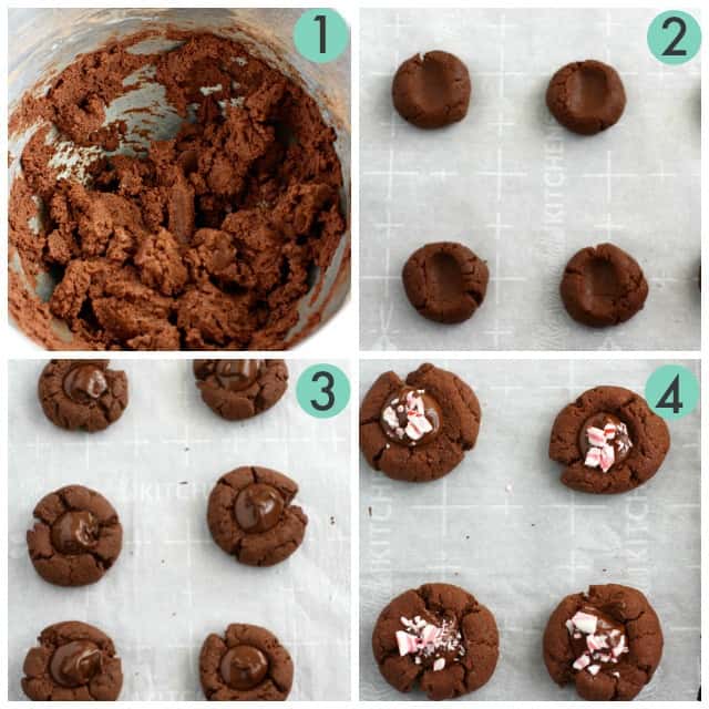 how to make chocolate peppermint thumbprint cookies