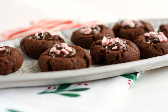 vegan chocolate peppermint thumbprint cookies