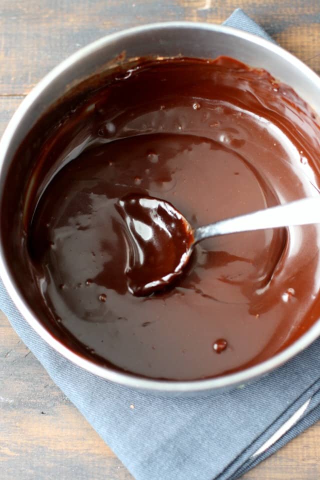 chocolate glaze for donuts in a bowl