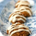 carrot cake oatmeal cookies on a blue tray