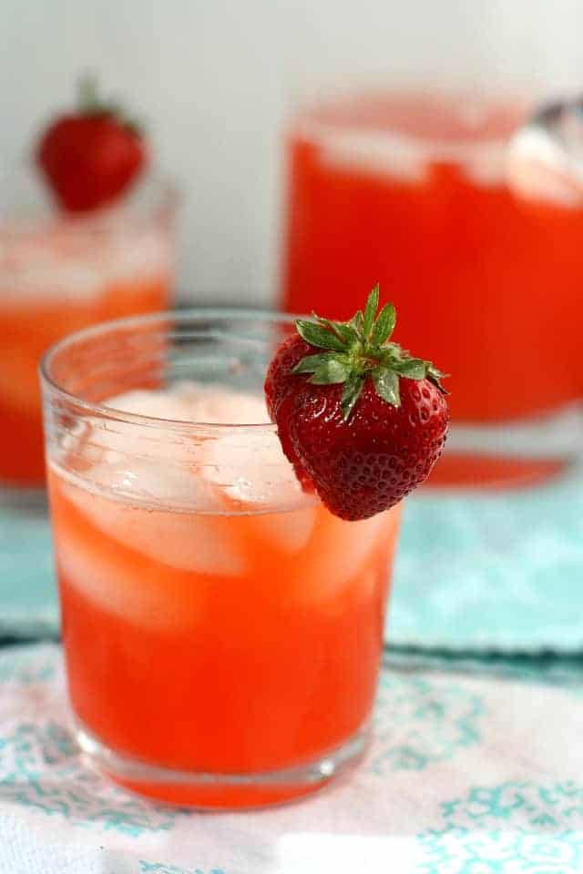 glass of homemade strawberry lemonade