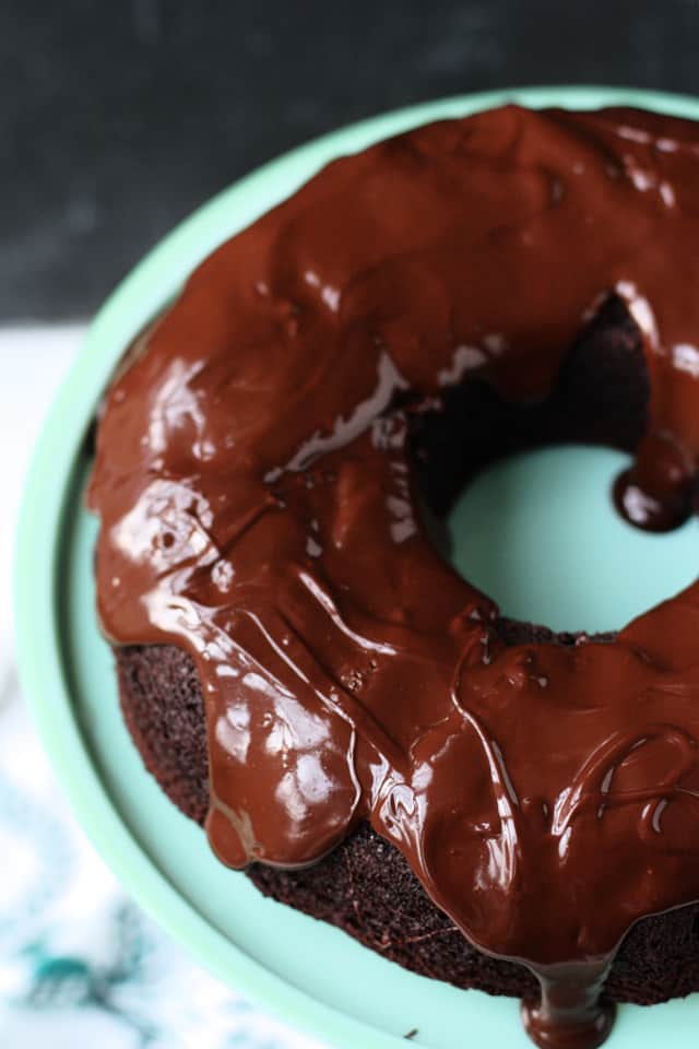 chocolate bundt cake with chocolate glaze
