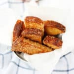 cinnamon french toast sticks in a pail