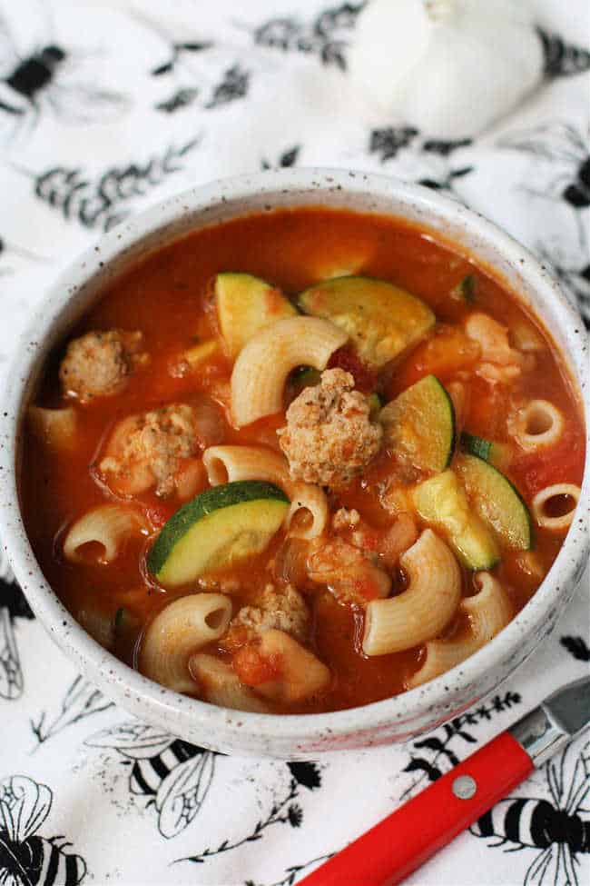 bowl of Italian meatball soup