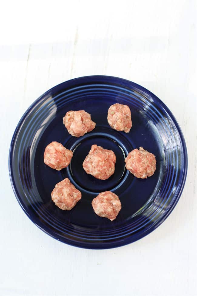 mini pork meatballs on a plate