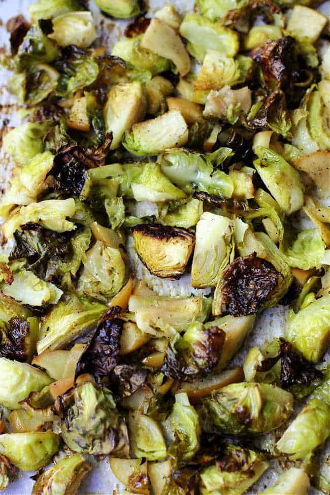 roasted Brussels sprouts on a pan