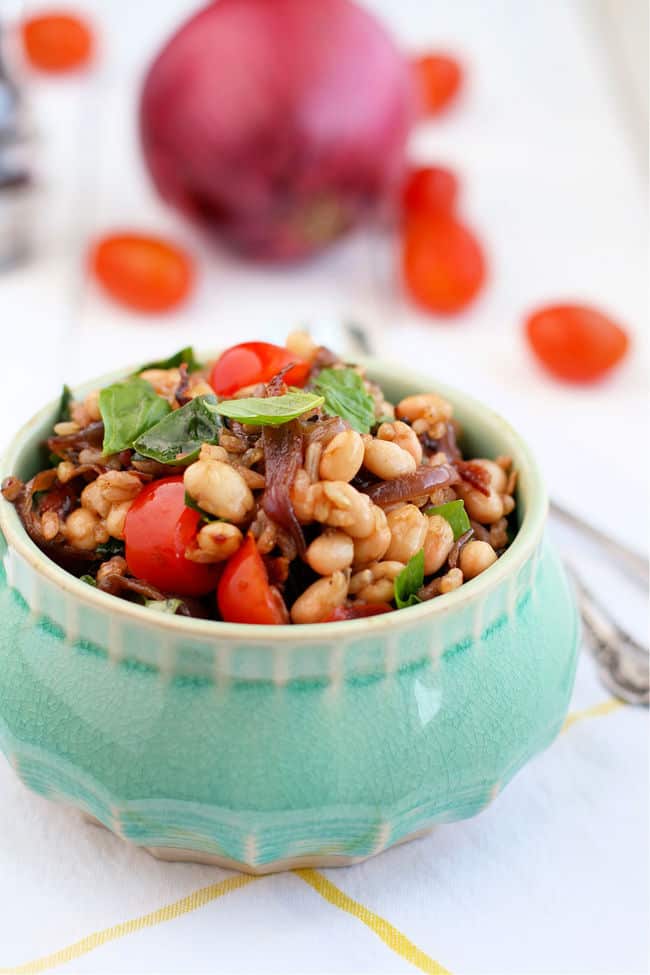 wild rice salad with beans and bacon