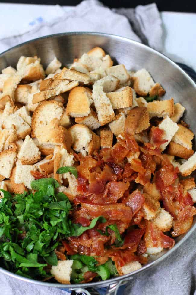 stuffing ingredients in a pan