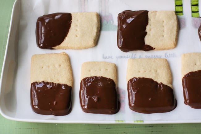 shortbread dipped in melted chocolate