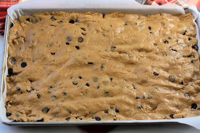 press the cookie dough into the pan
