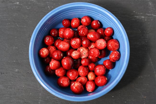 bowl of fresh cranberries