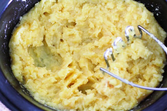 mashed potatoes in a slow cooker