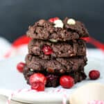 vegan double chocolate cranberry cookies