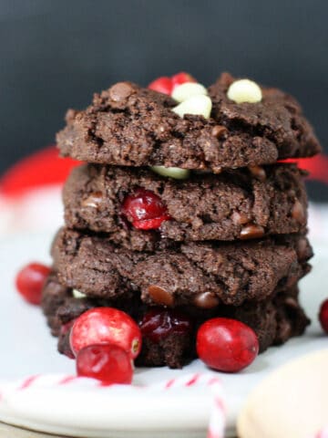 vegan double chocolate cranberry cookies
