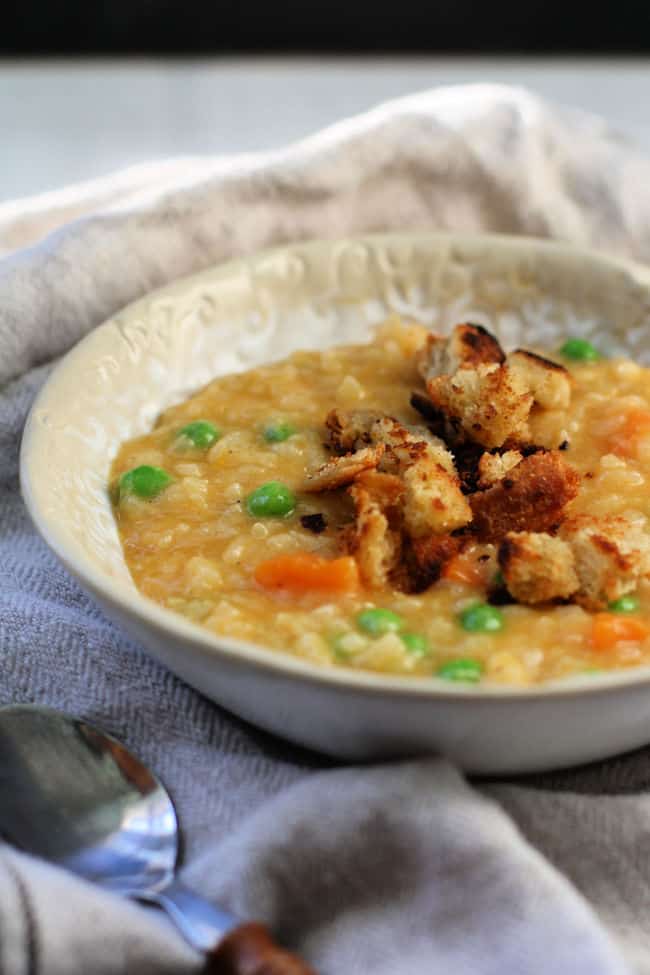 creamy sweet potato risotto with breadcrumbs