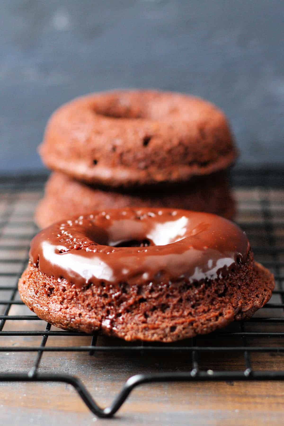 chocolate ginger donuts with chocolate glaze