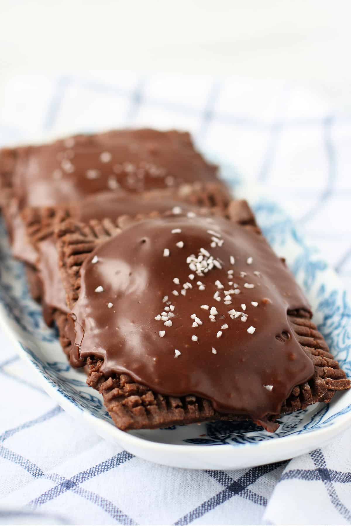 vegan chocolate pop tarts on a tray