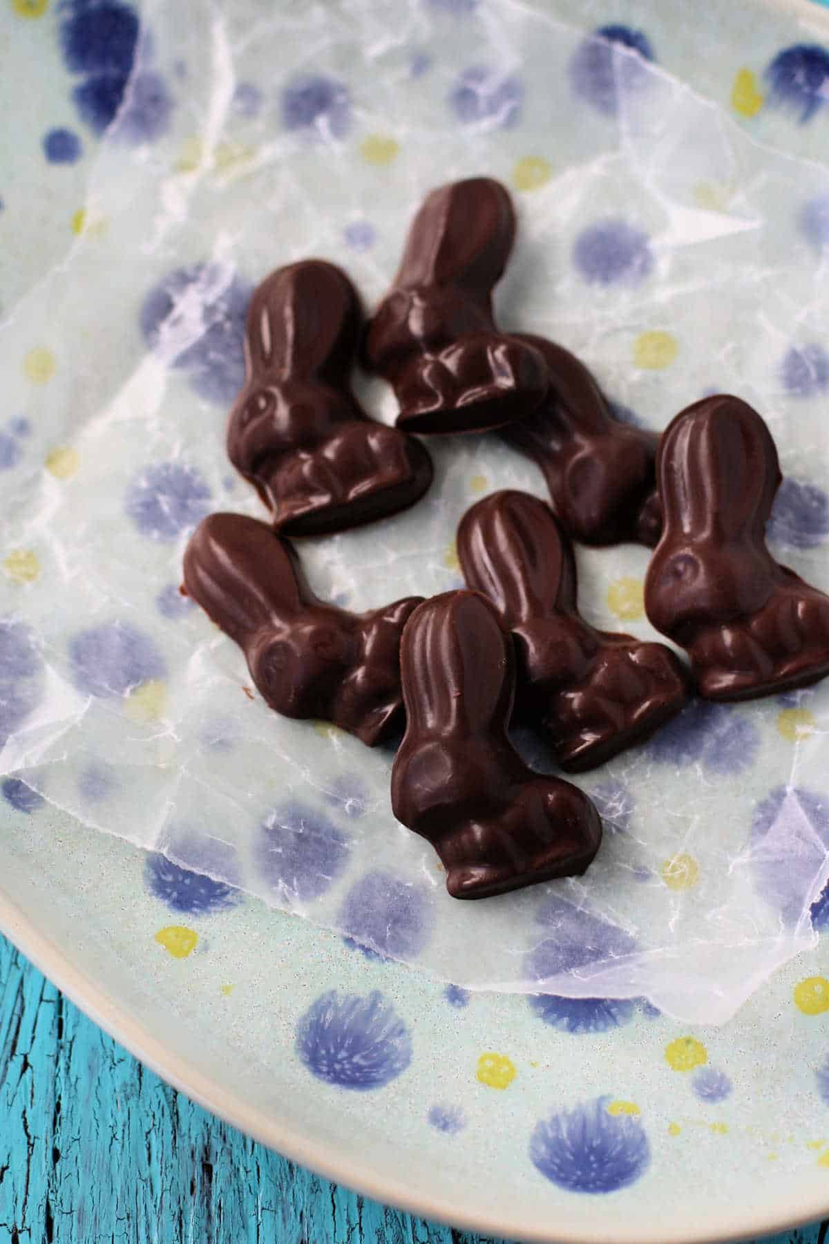 homemade chocolate bunnies on a plate