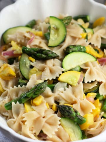 springtime pasta salad with asparagus