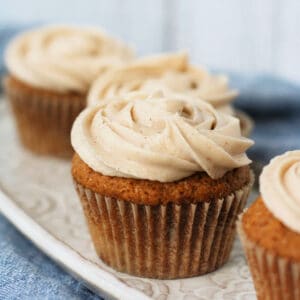 vegan snickerdoodle cupcakes with cinnamon icing