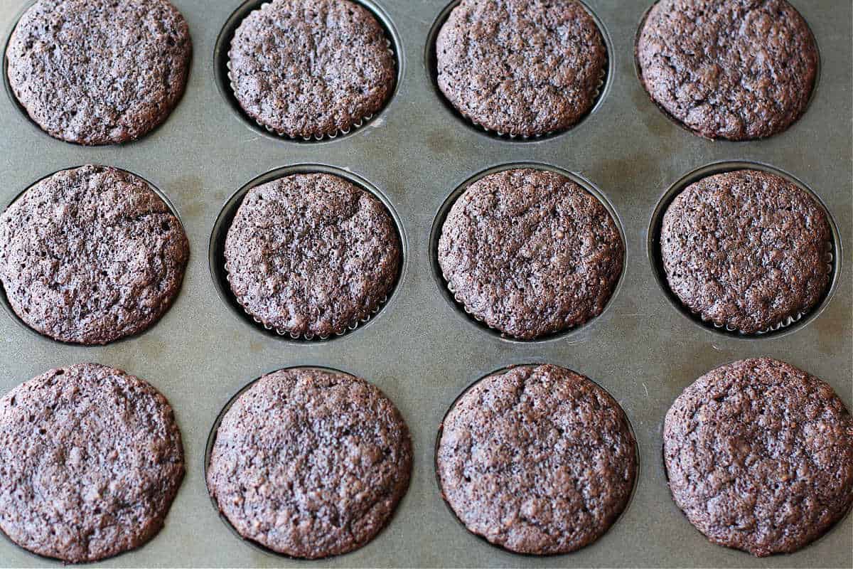 chocolate cupcakes after baking