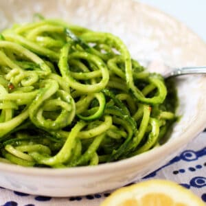 easy zoodles with pesto