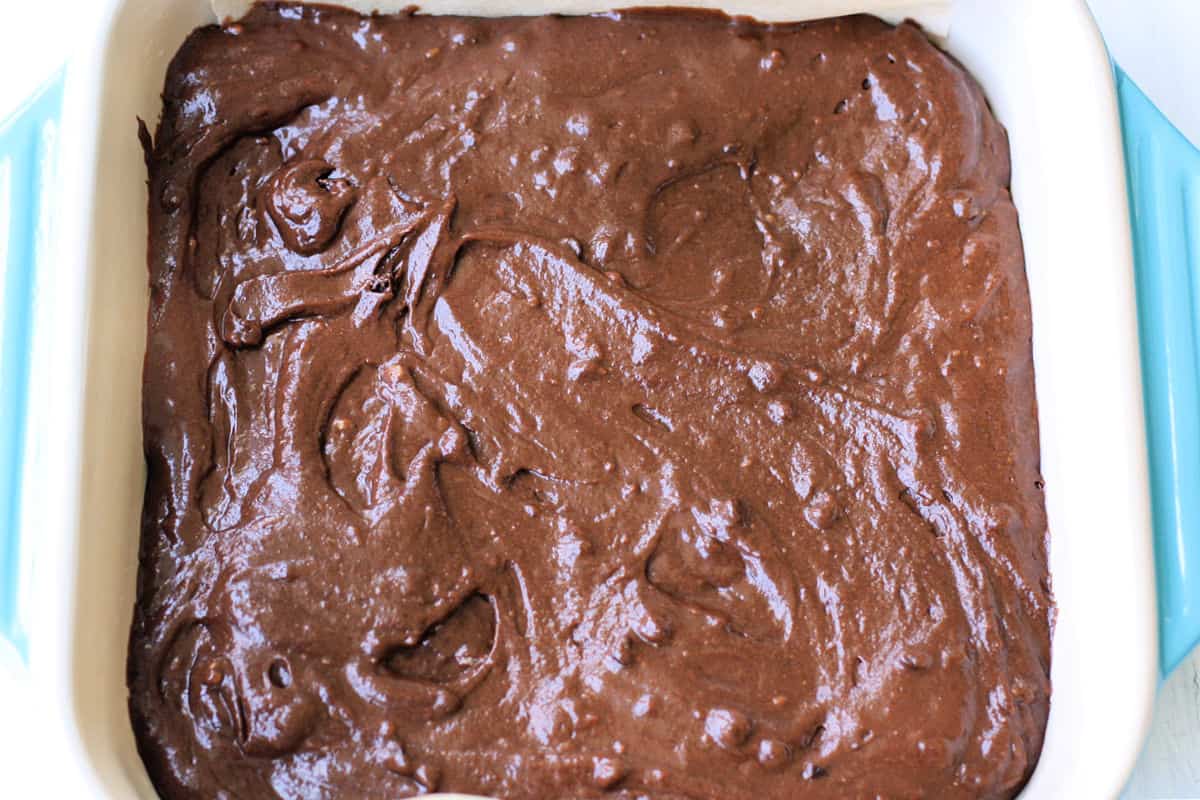chocolate cake before baking
