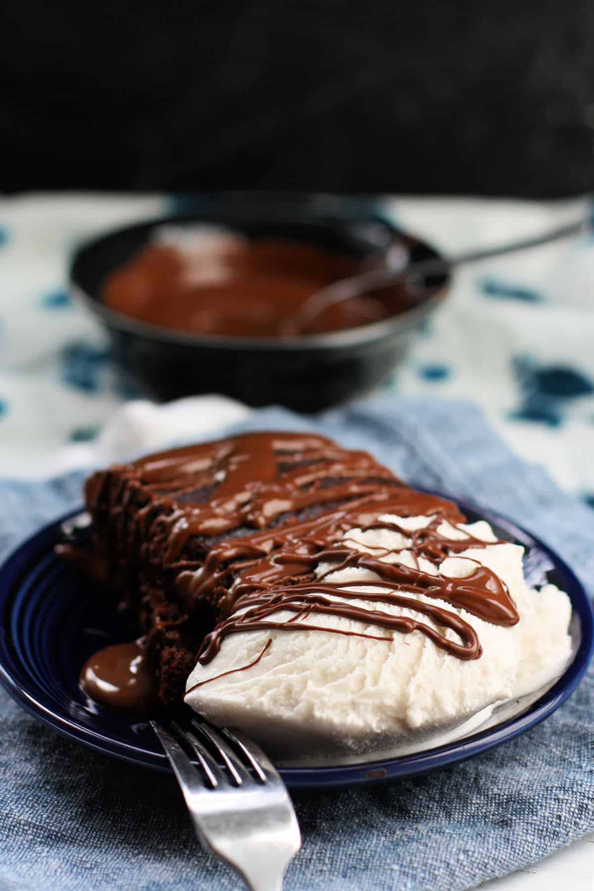 chocolate cake with dairy free ice cream