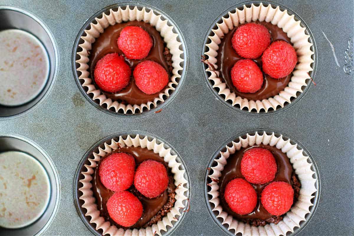 chocolate tarts with raspberries