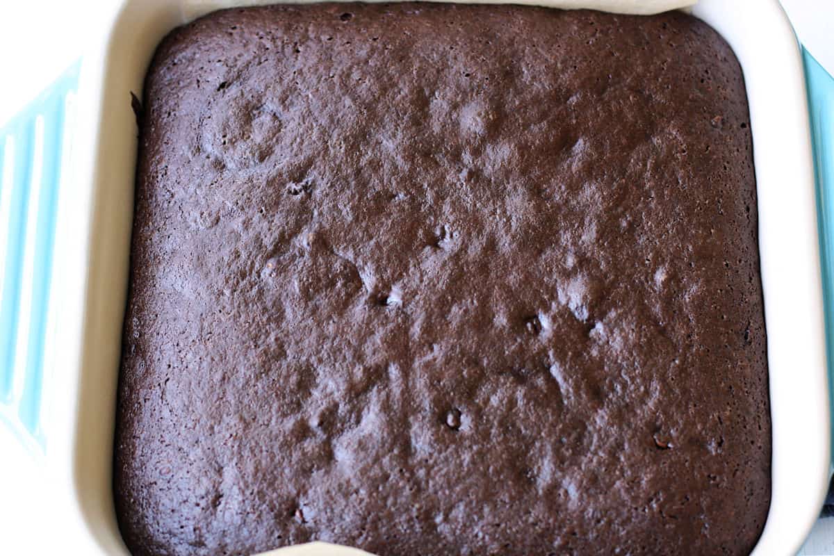 vegan chocolate cake after baking