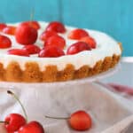 vegan no bake cheesecake with cherries