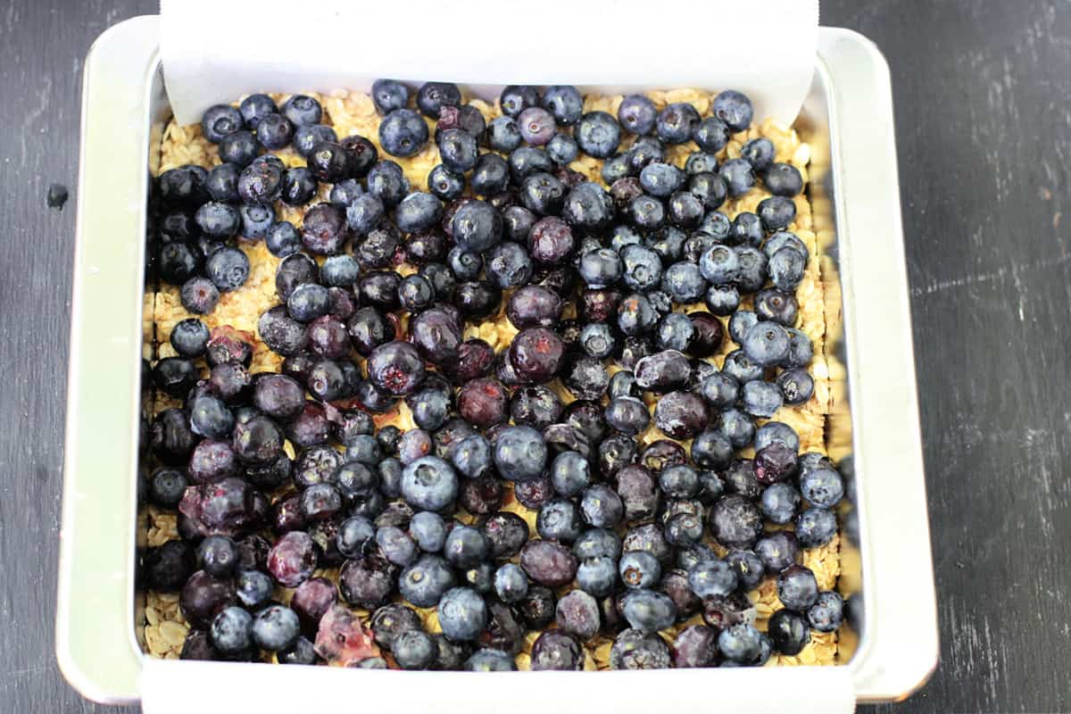 blueberries on top of crust