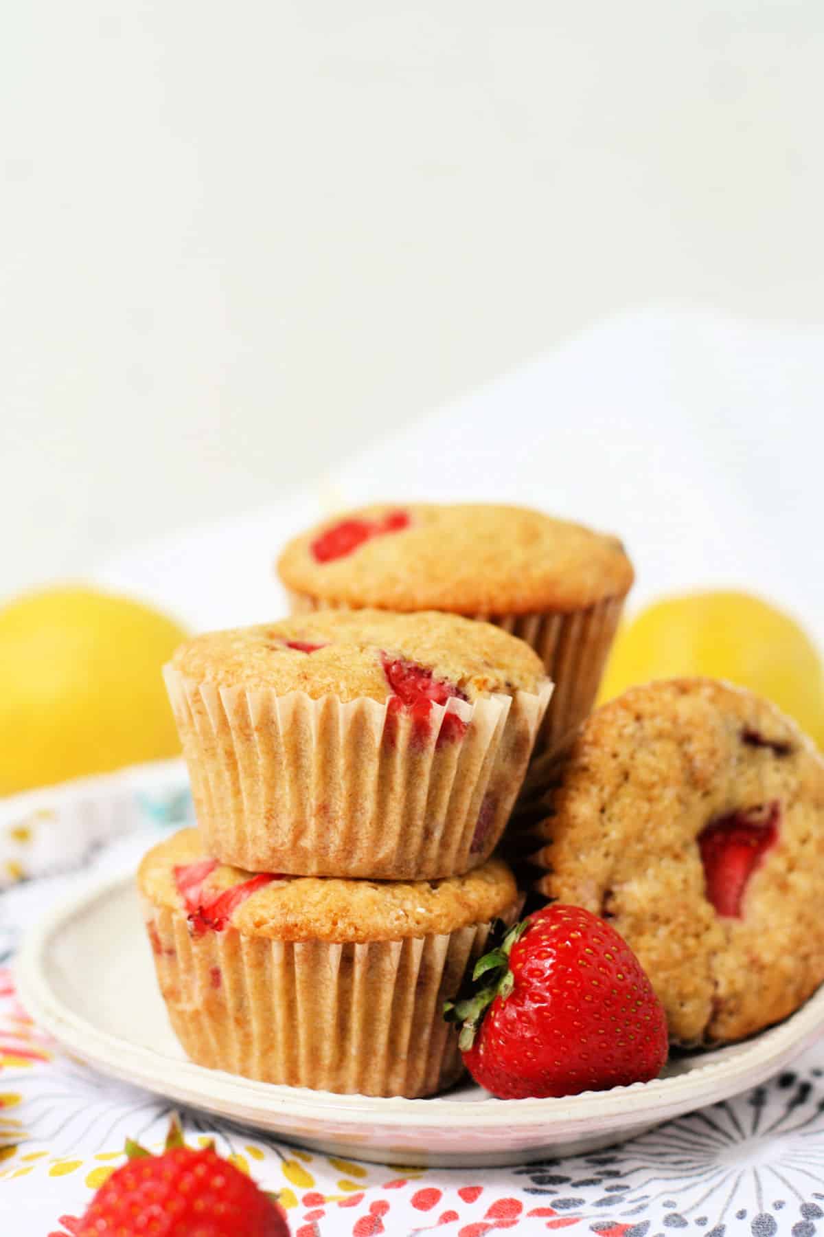 fluffy vegan strawberry lemon muffins