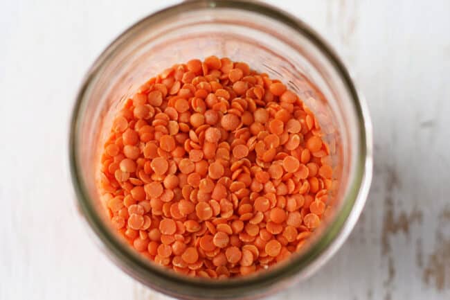 red lentils in a jar
