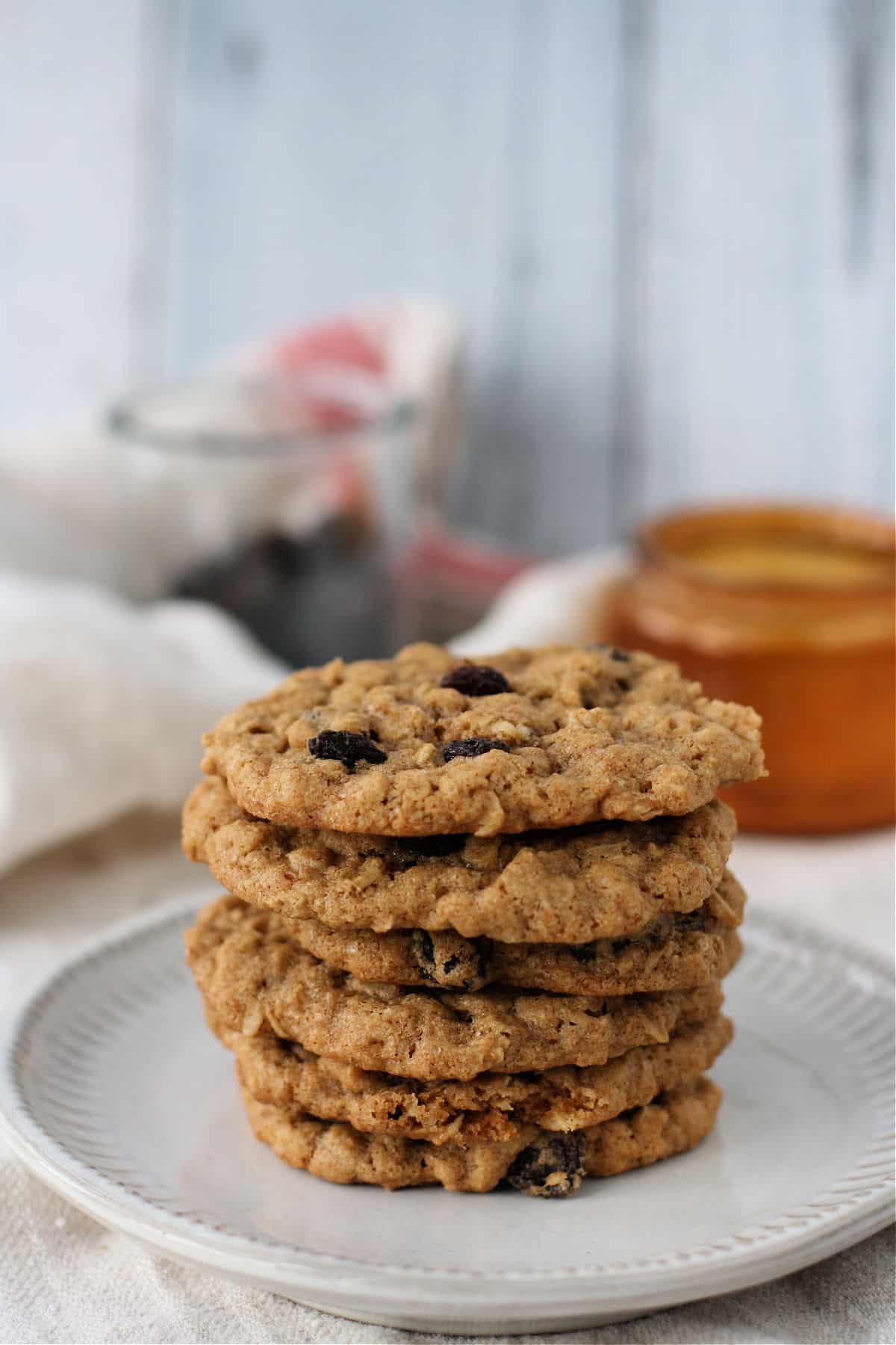stack of chewy gluten free oatmeal cookies
