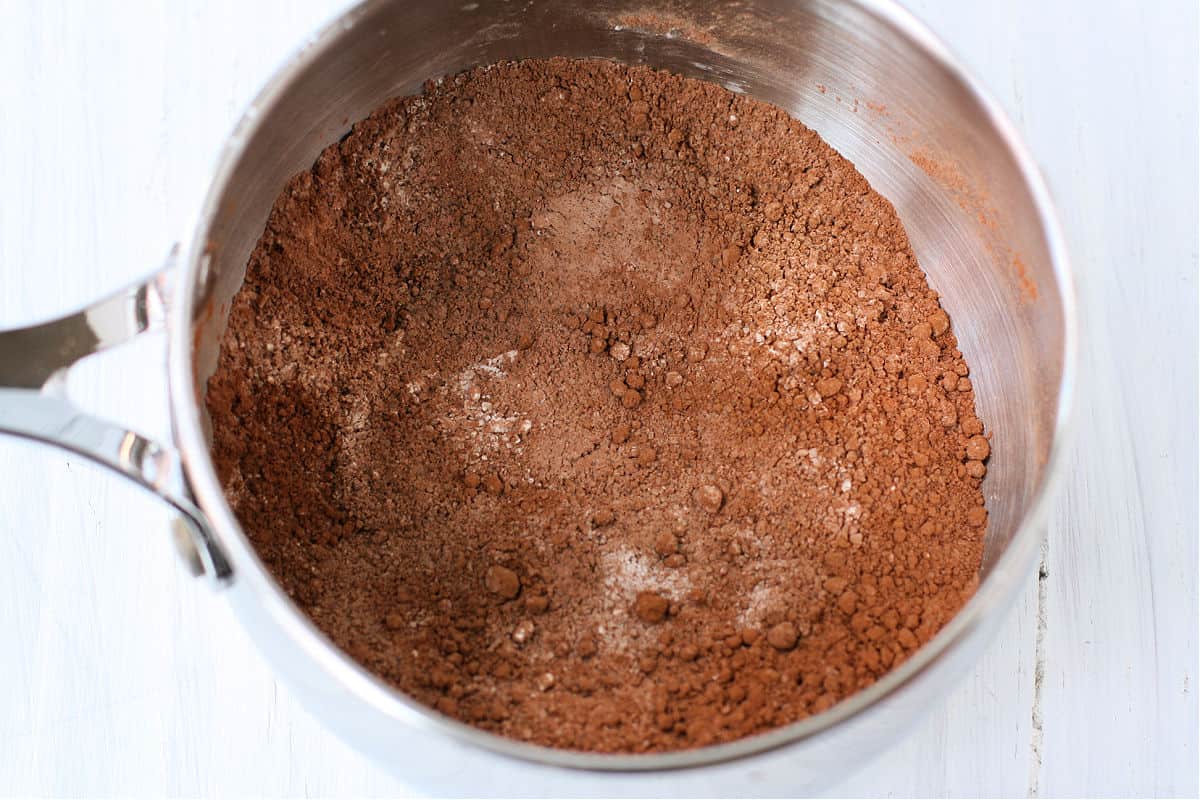 dry ingredients for chocolate pudding