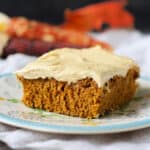 pumpkin spice cake with dairy free buttercream frosting