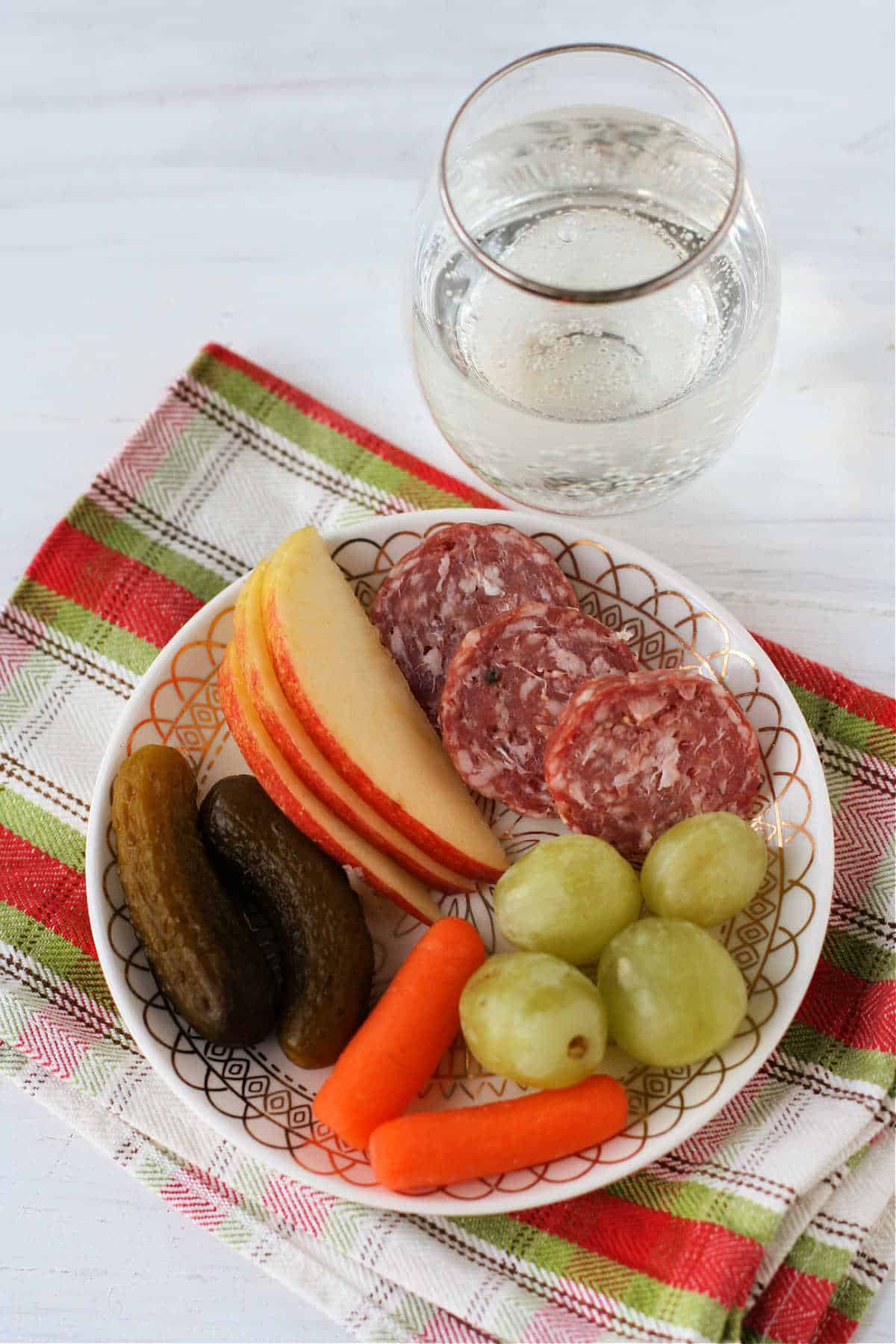 serving of charcuterie meats and veggies