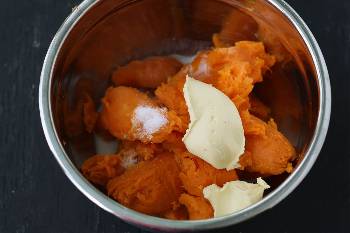sweet potatoes and vegan buttery spread