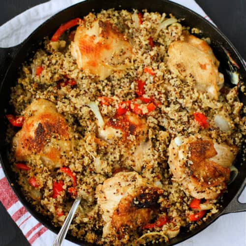 Skillet Chicken with Quinoa and Red Peppers. - The Pretty Bee