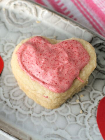 gluten free shortbread heart cookies with pink icing