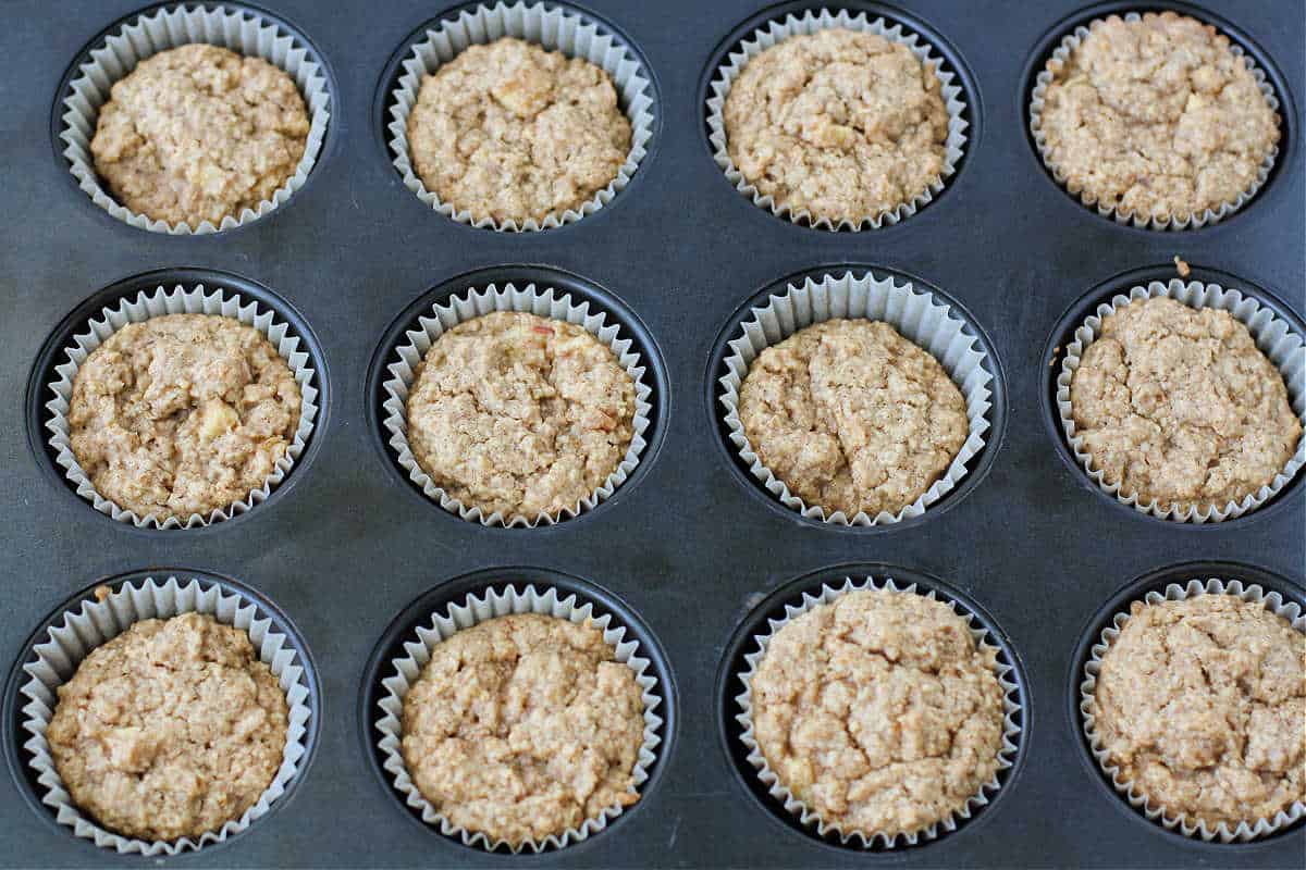gluten free vegan apple muffins after baking