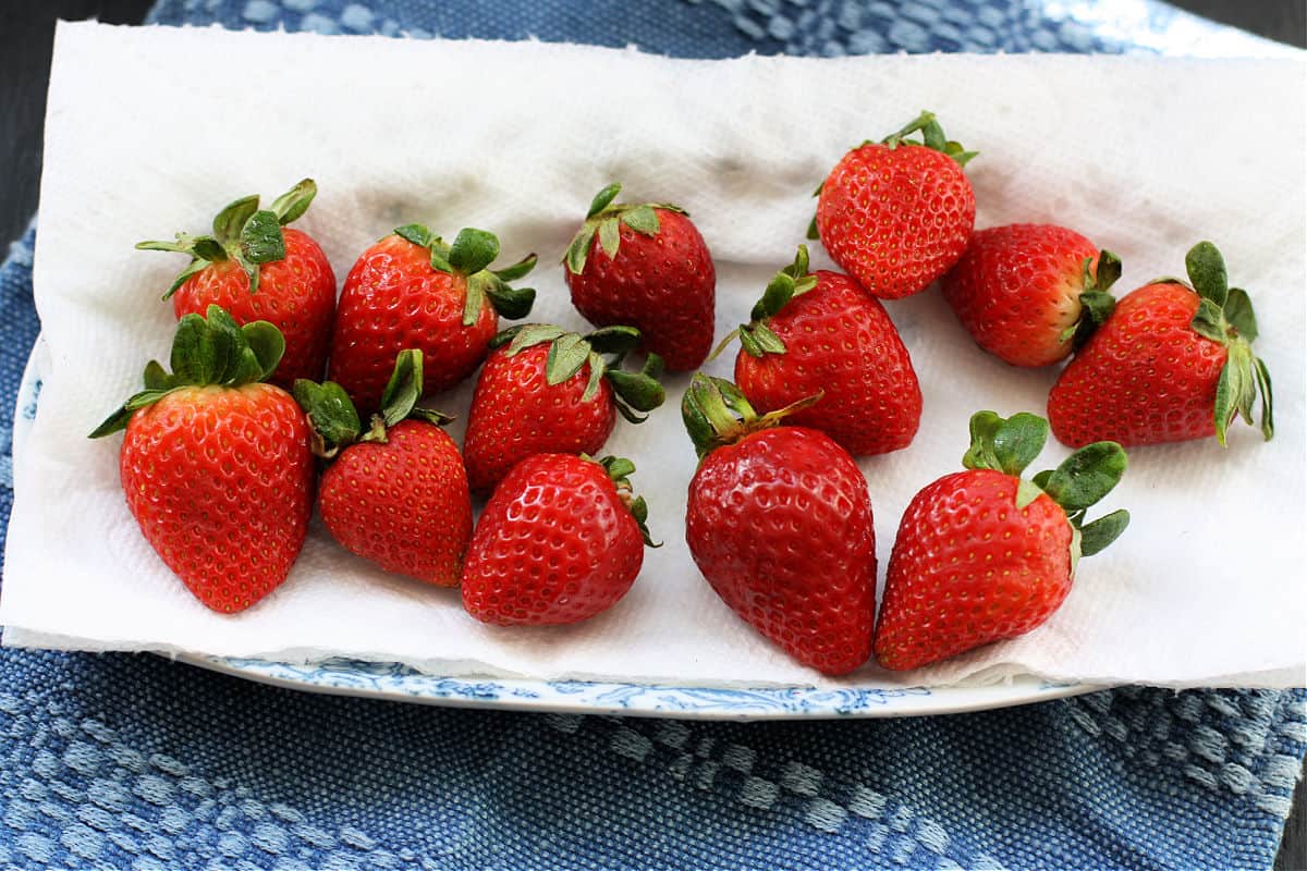 strawberries on a paper towel