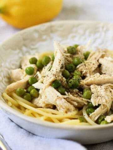lemon pasta with chicken and peas