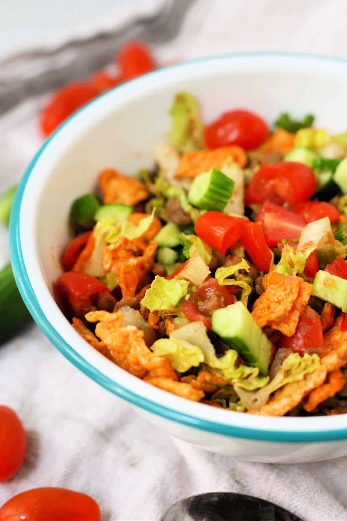 bowl of taco salad with tomatoes