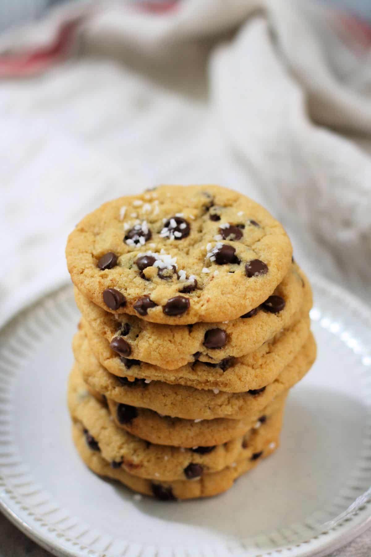 chocolate chip cookies with salt on top
