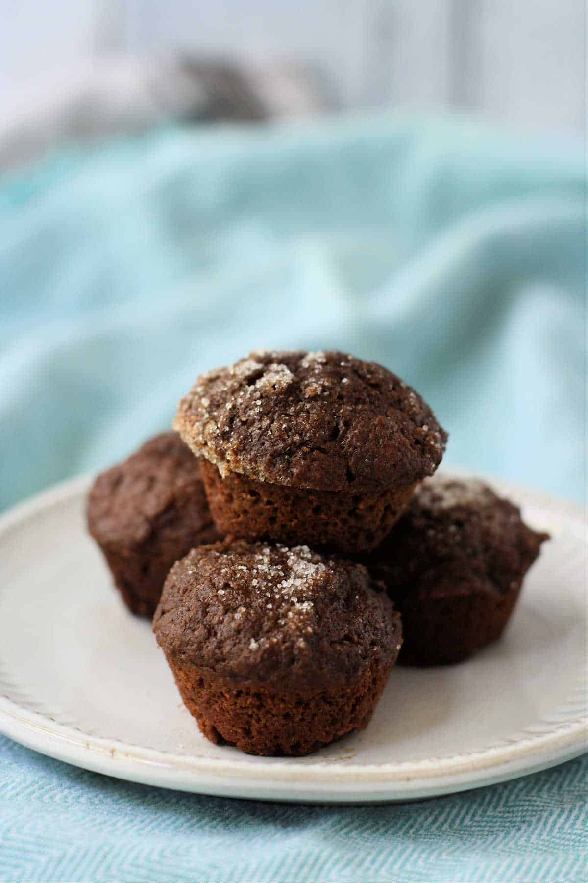 chocolate mini muffins on a plate