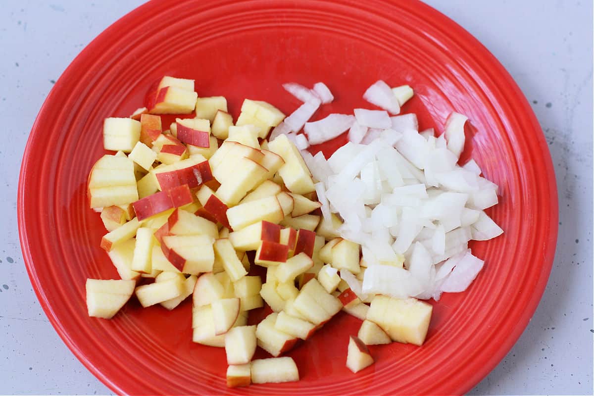 chopped apples and onions